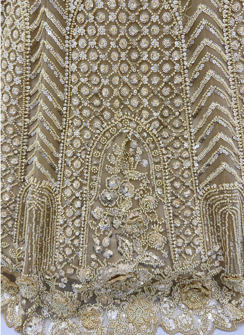 Beige Net Sequins Work  Wedding Wear Lehenga Choli SW600054