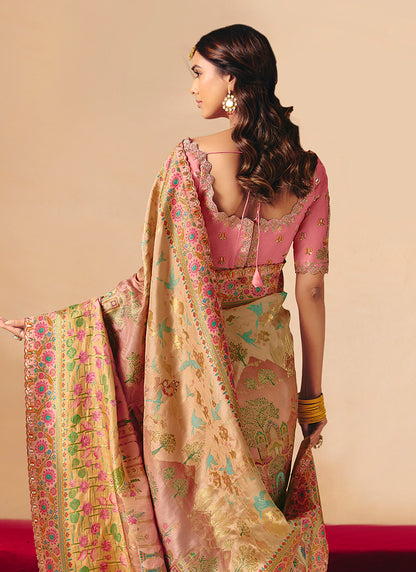Beige Silk Sequins Work  Wedding Wear Saree SW930139