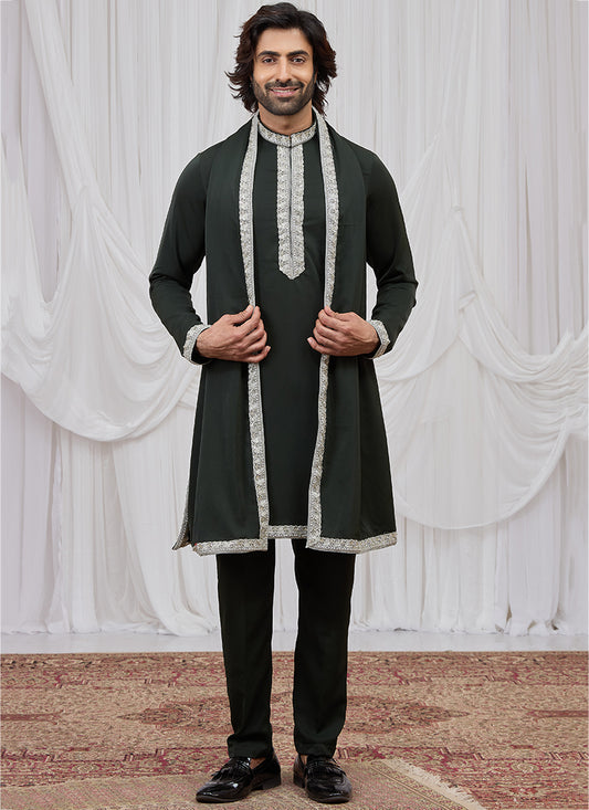 Black Armani  Hand Work Occasional Wear Readymade Kurta Pajama SW837588