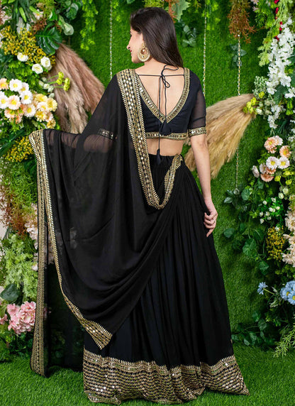 Black Georgette Sequins Festival Wear Lehenga Choli SW488495