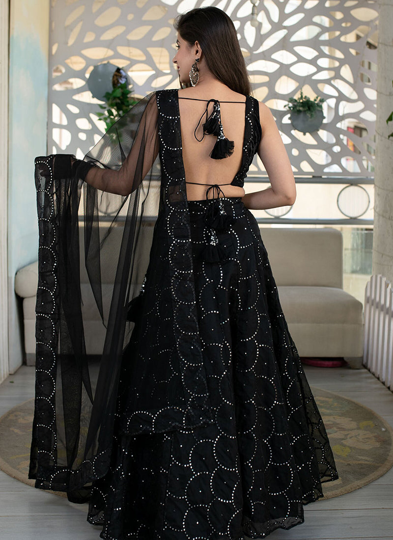 Black Georgette Sequins Festival Wear Lehenga Choli SW153439