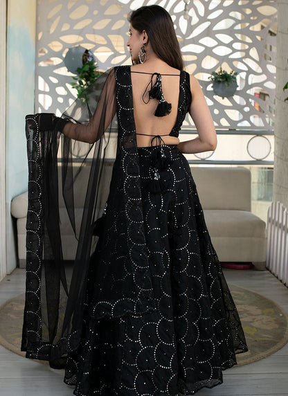 Black Georgette Sequins Festival Wear Lehenga Choli SW153439