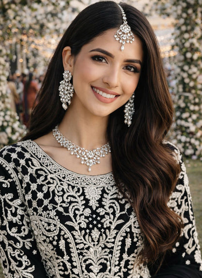 Black Georgette Beads Work Occasional Wear Readymade Plazzo Suit SW972637