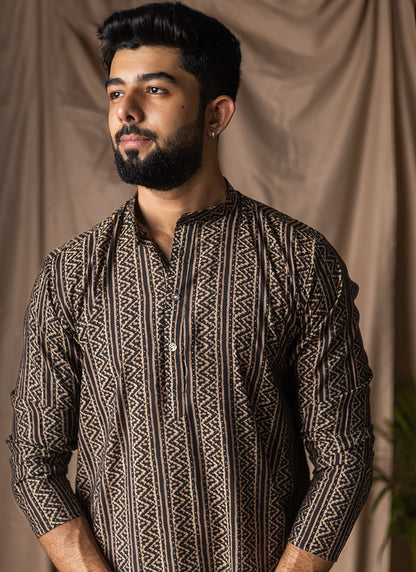 Black Modal Silk Printed Work Festival Wear Readymade Kurta Pajama SW690668