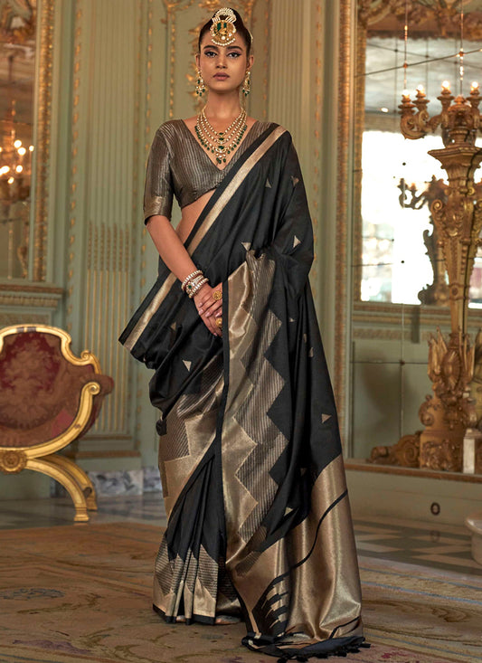 Black Silk Weaving Work Occasional Wear Saree SW915746