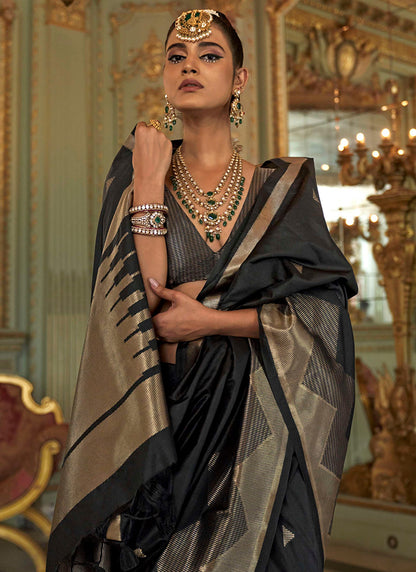 Black Silk Weaving Work Occasional Wear Saree SW915746