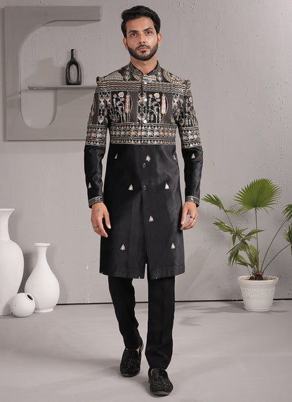 Black Velvet Embroidery Work Wedding Wear Readymade 2 Pcs Suit SW478761