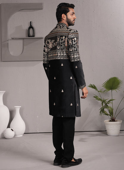 Black Velvet Embroidery Work Wedding Wear Readymade 2 Pcs Suit SW478761
