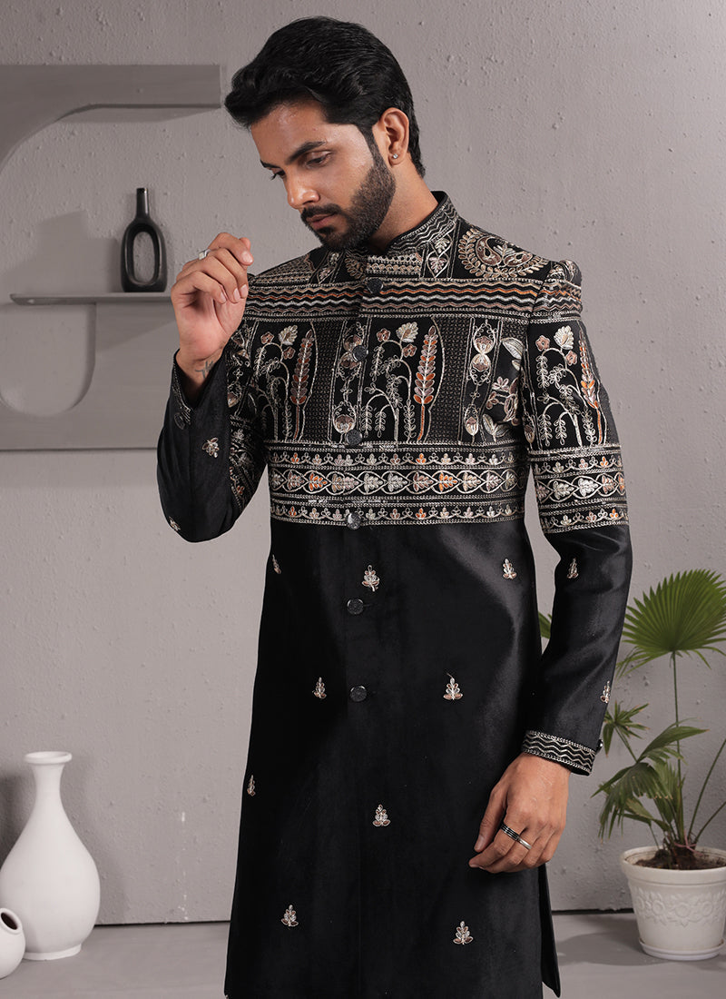 Black Velvet Embroidery Work Wedding Wear Readymade 2 Pcs Suit SW478761