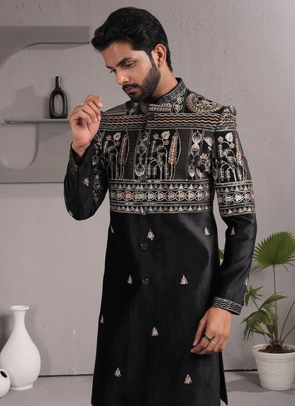 Black Velvet Embroidery Work Wedding Wear Readymade 2 Pcs Suit SW478761