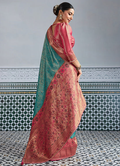 Kanjivaram Mul Silk Blue Wedding Wear Weaving Work Saree 386638