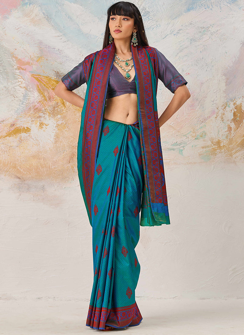 Blue Kanjivaram Silk Weaving Work Festival Wear Saree SW971493