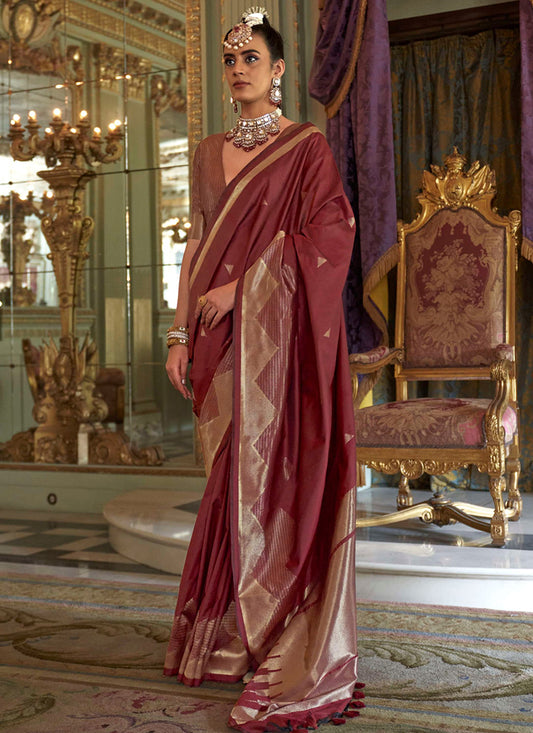 Brown Silk Weaving Work Occasional Wear Saree SW739787