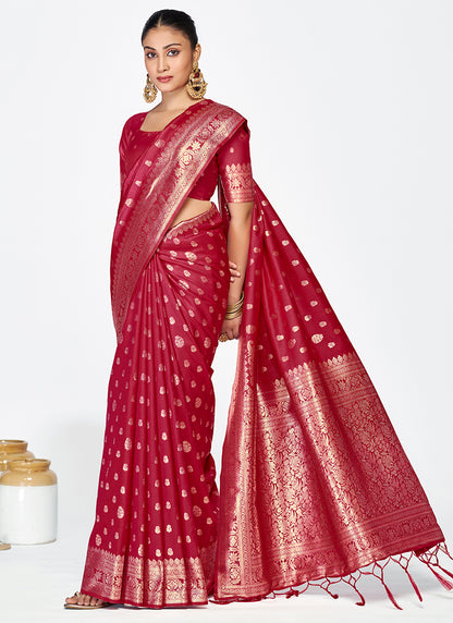 Designer Banarasi Silk Saree Combo Set Adorned with Fine Zari Weaving