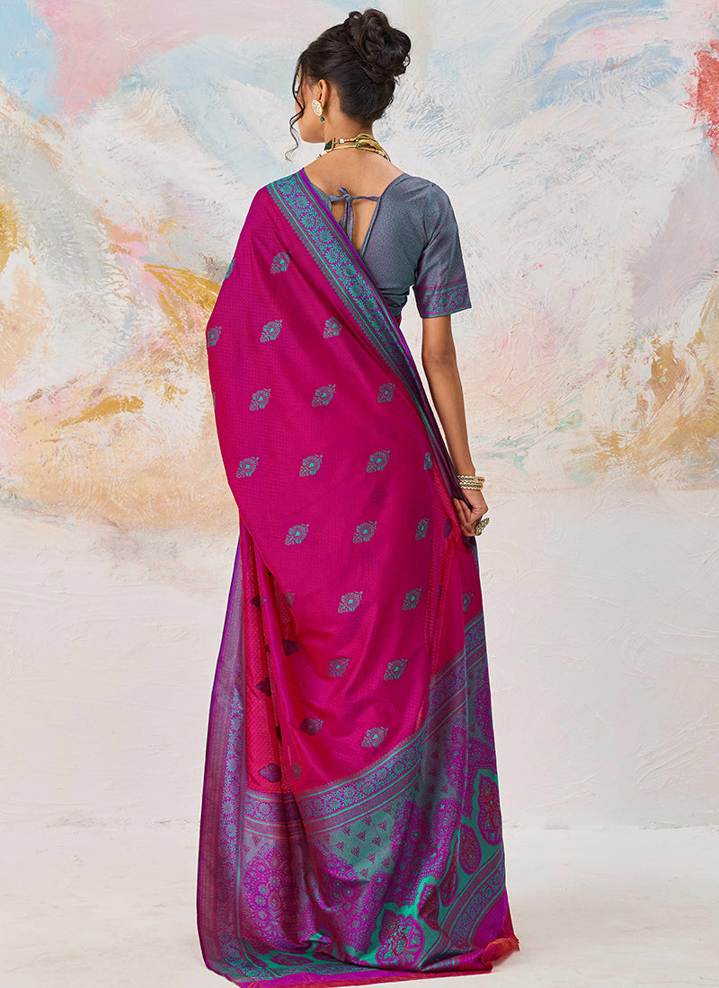 Burgundy Kanjivaram Silk Weaving Work Festival Wear Saree SW960125