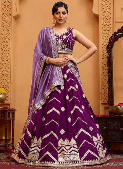 Silk Burgundy Designer Wear Embroidery Work Lehenga Choli 385379