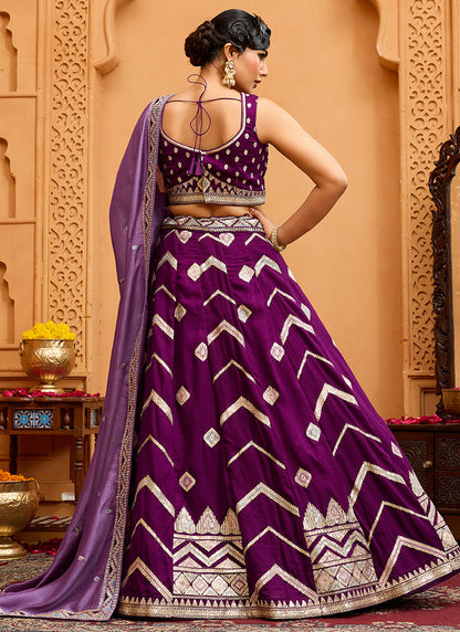 Silk Burgundy Designer Wear Embroidery Work Lehenga Choli 385379