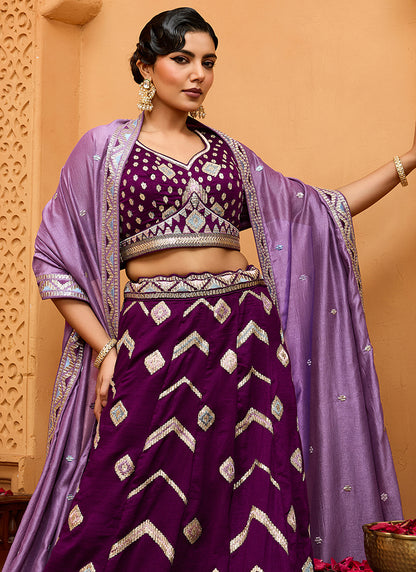 Silk Burgundy Designer Wear Embroidery Work Lehenga Choli 385379