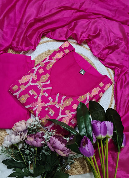 Viscose Pink Summer Wear Sequins Work Readymade Anarkali Suit 387188