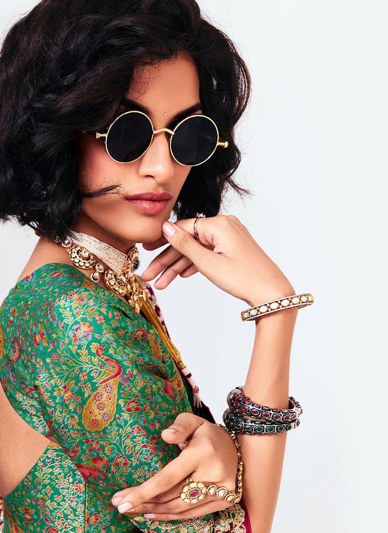 Crimson Red Fancy Silk Border Work Wedding Wear Wedding Saree SW481595