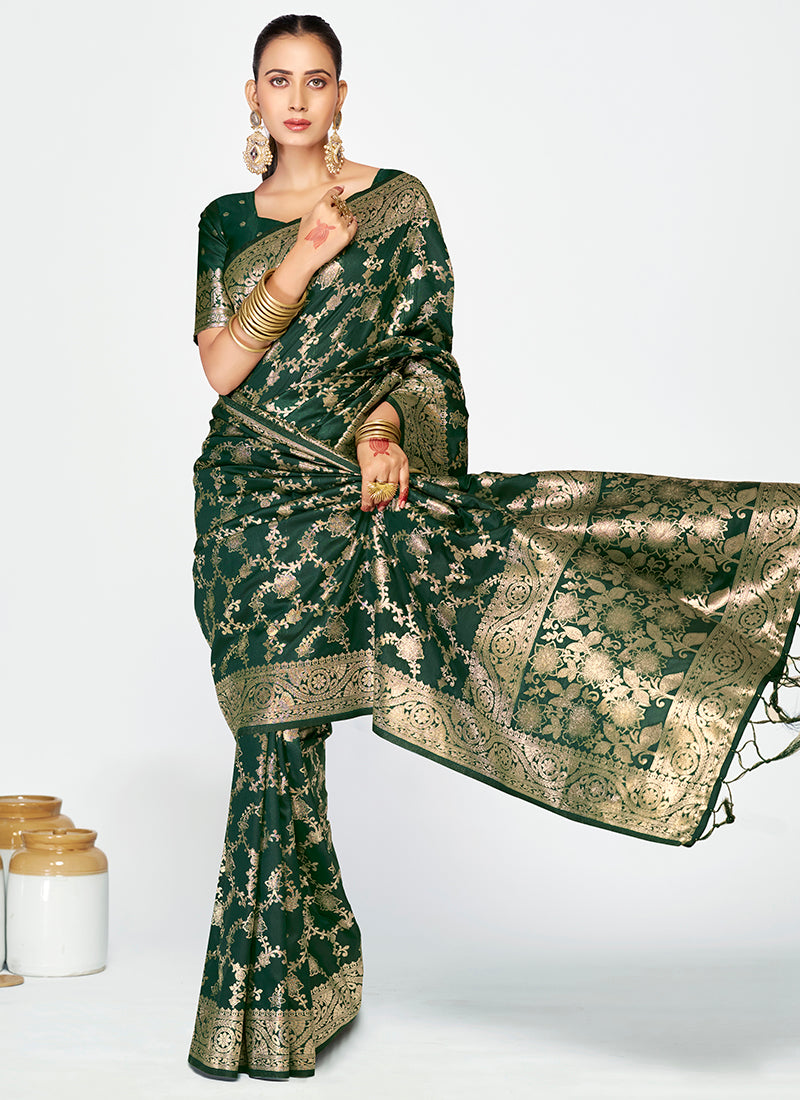 Festive Banarasi Silk Zari-Weaving Saree Combo in Rich Traditional Style