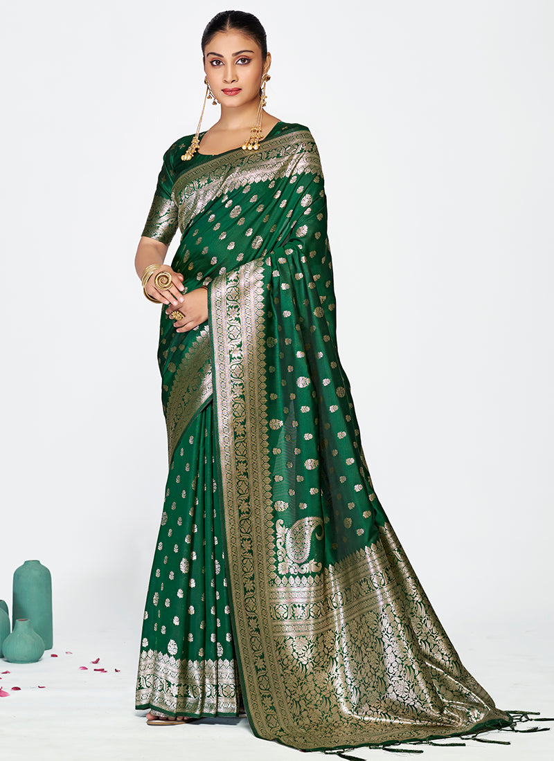 Graceful Banarasi Silk Saree Pair with Ornate Zari Embellishment