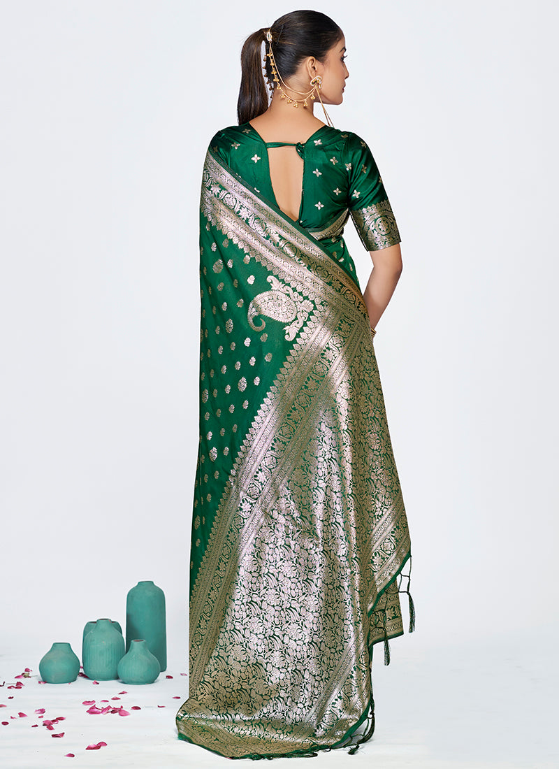 Graceful Banarasi Silk Saree Pair with Ornate Zari Embellishment