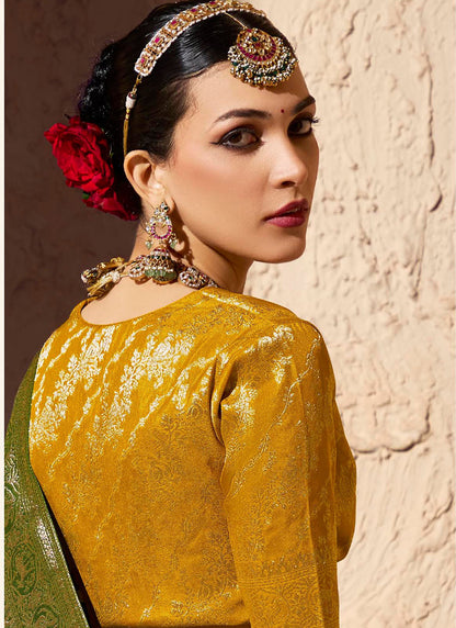 Crepe Georgette Dark Green Party Wear Weaving Work Saree 386526