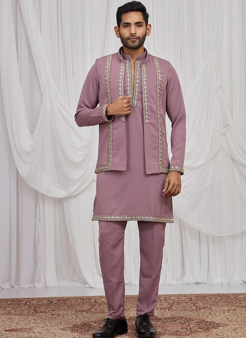 Dusty Rose Armani  Hand Work Occasional Wear Readymade Kurta Pajama SW423069
