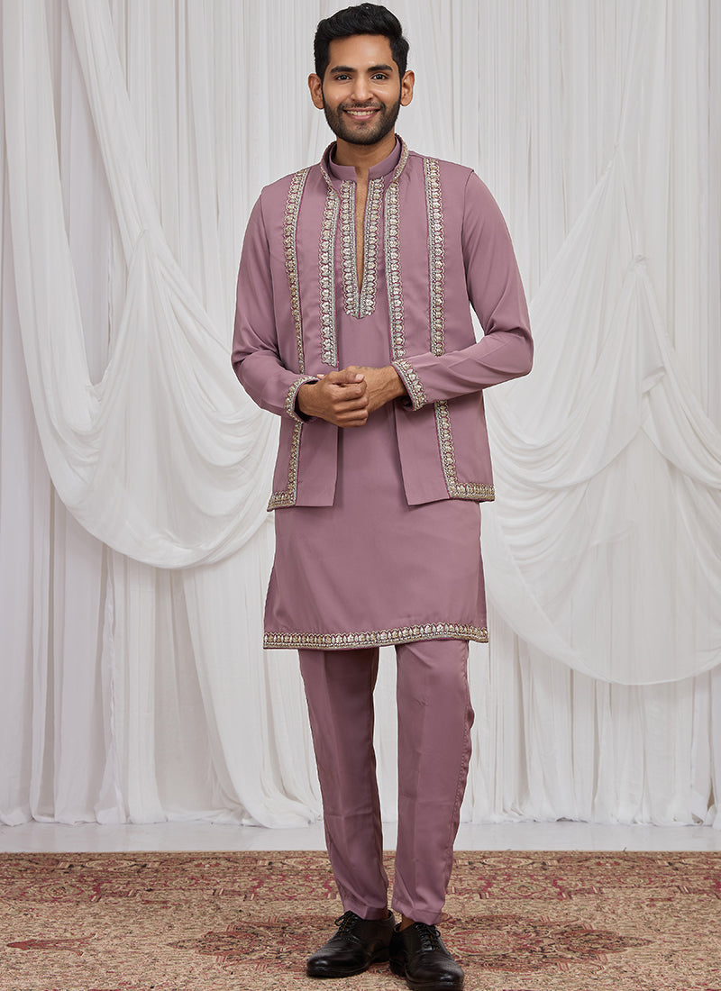 Dusty Rose Armani  Hand Work Occasional Wear Readymade Kurta Pajama SW423069