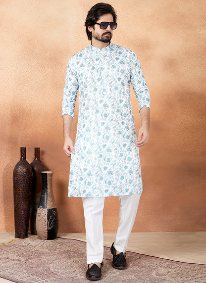 Green Art Silk Pattern Pcs Festival Wear Readymade Kurta Pajama SW904118