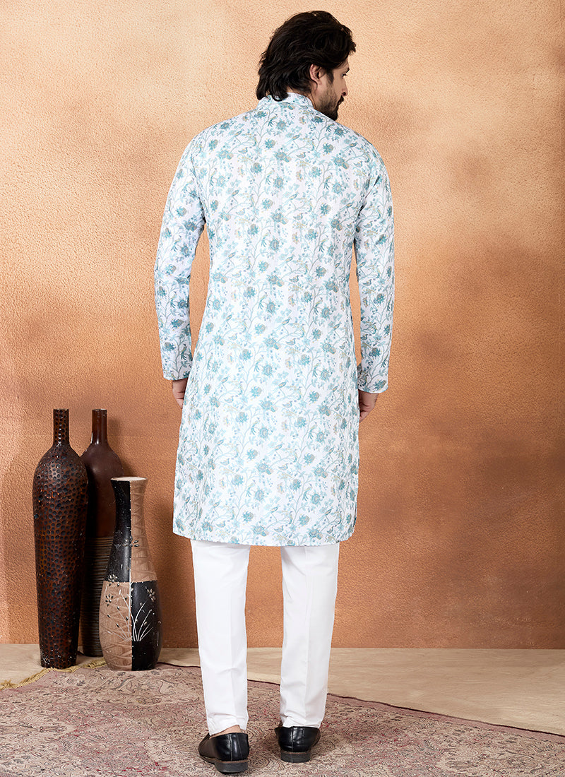 Green Art Silk Pattern Pcs Festival Wear Readymade Kurta Pajama SW904118