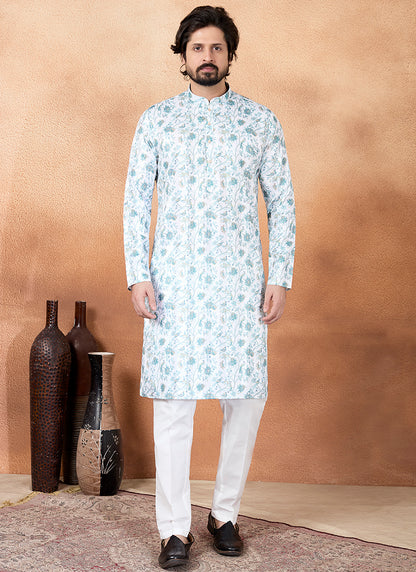 Green Art Silk Pattern Pcs Festival Wear Readymade Kurta Pajama SW904118