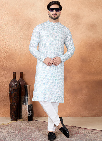 Green Art Silk Pattern Pcs Festival Wear Readymade Kurta Pajama SW995387