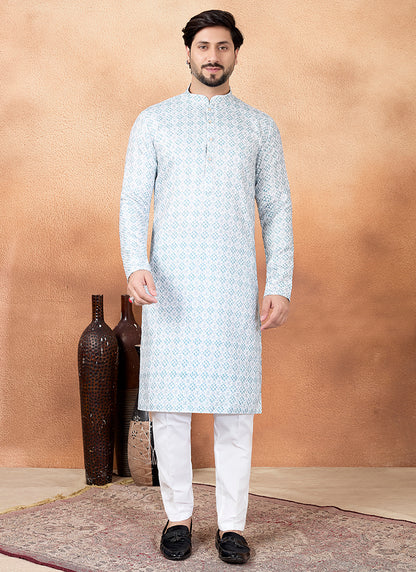 Green Art Silk Pattern Pcs Festival Wear Readymade Kurta Pajama SW995387