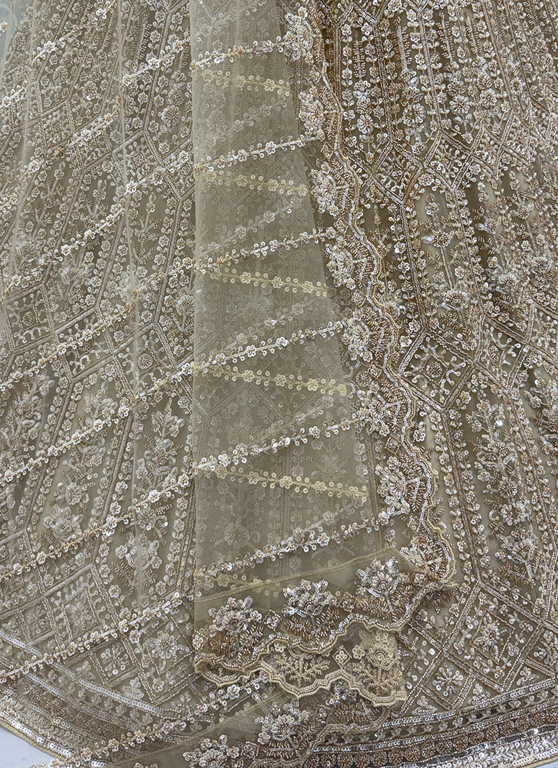 Golden Net Sequins Work  Wedding Wear Lehenga Choli SW187230