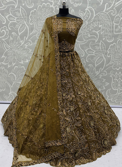 Golden Net Thread Work Wedding Wear Lehenga Choli SW946166