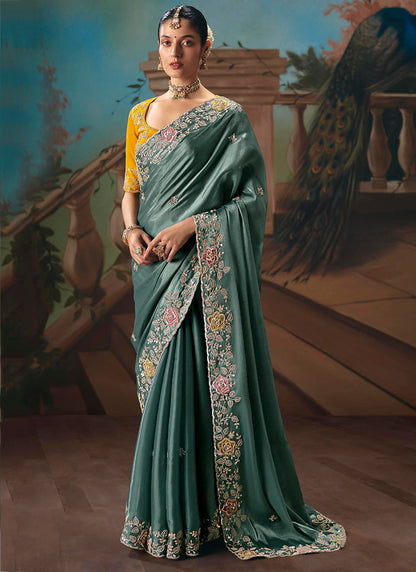 Gray Fancy Sequins Work  Wedding Wear Saree SW427643