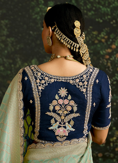Green Dola Silk Embroidery Work Festival Wear Saree SW711845