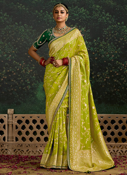 Green Dola Silk Embroidery Work Festival Wear Saree SW278642