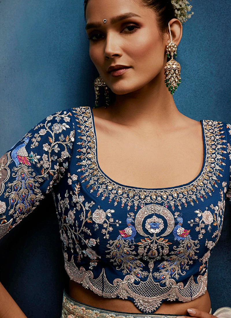 Green Fancy Silk Embroidery Work Wedding Wear Saree SW403863