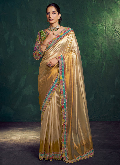 Green Silk Zari Work Wedding Wear Saree SW530132