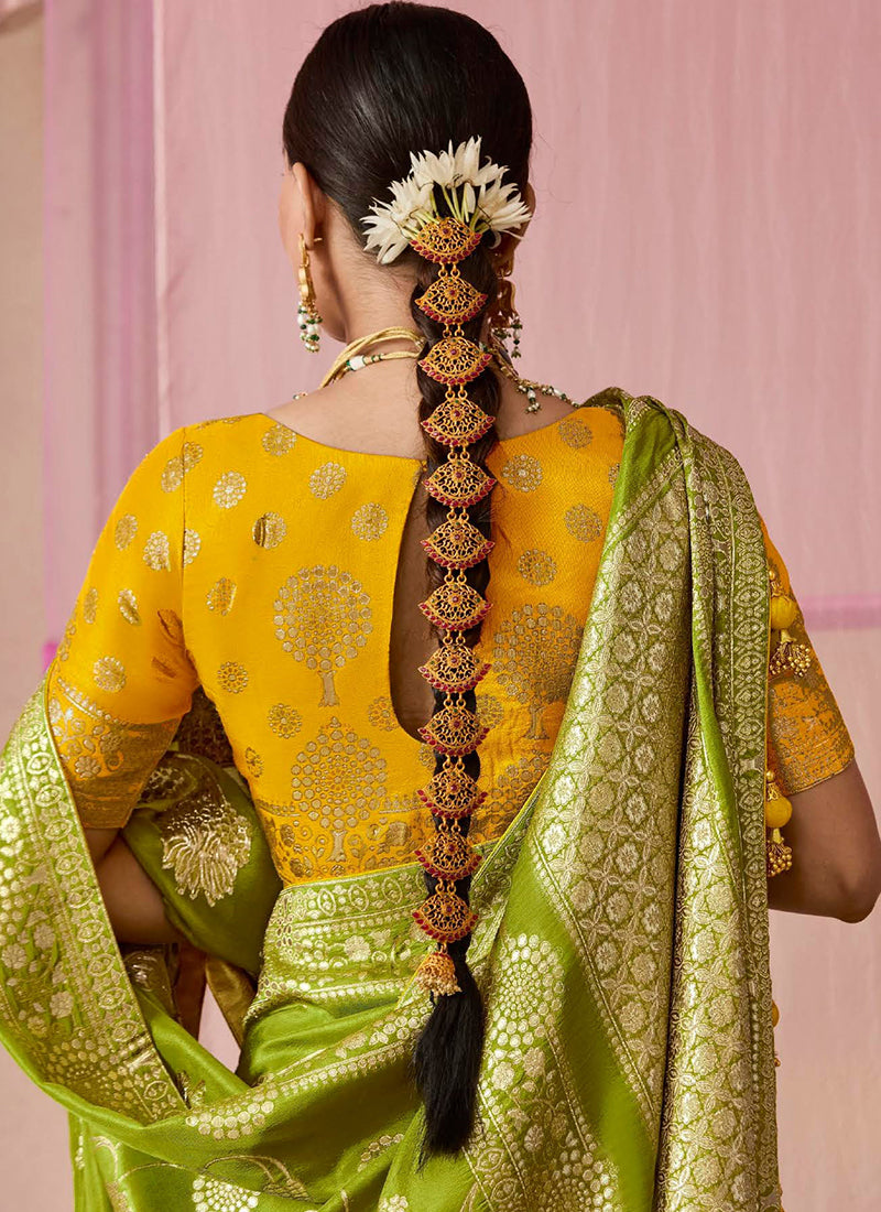 Green Viscose Silk Embroidery Work Occasional Wear Saree SW214793