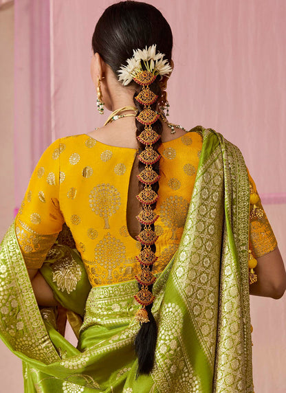 Green Viscose Silk Embroidery Work Occasional Wear Saree SW214793