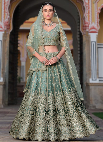 Grey Net Sequin Work Wedding Wear Lehenga Choli SW701712