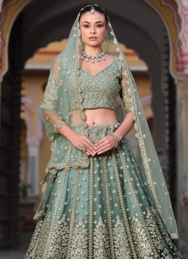 Grey Net Sequin Work Wedding Wear Lehenga Choli SW701712