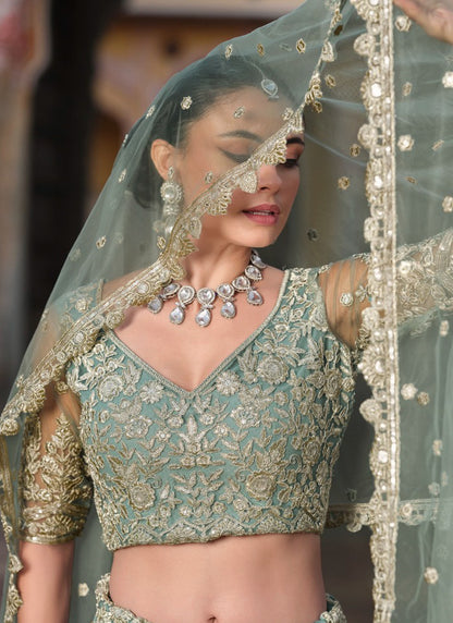 Grey Net Sequin Work Wedding Wear Lehenga Choli SW701712