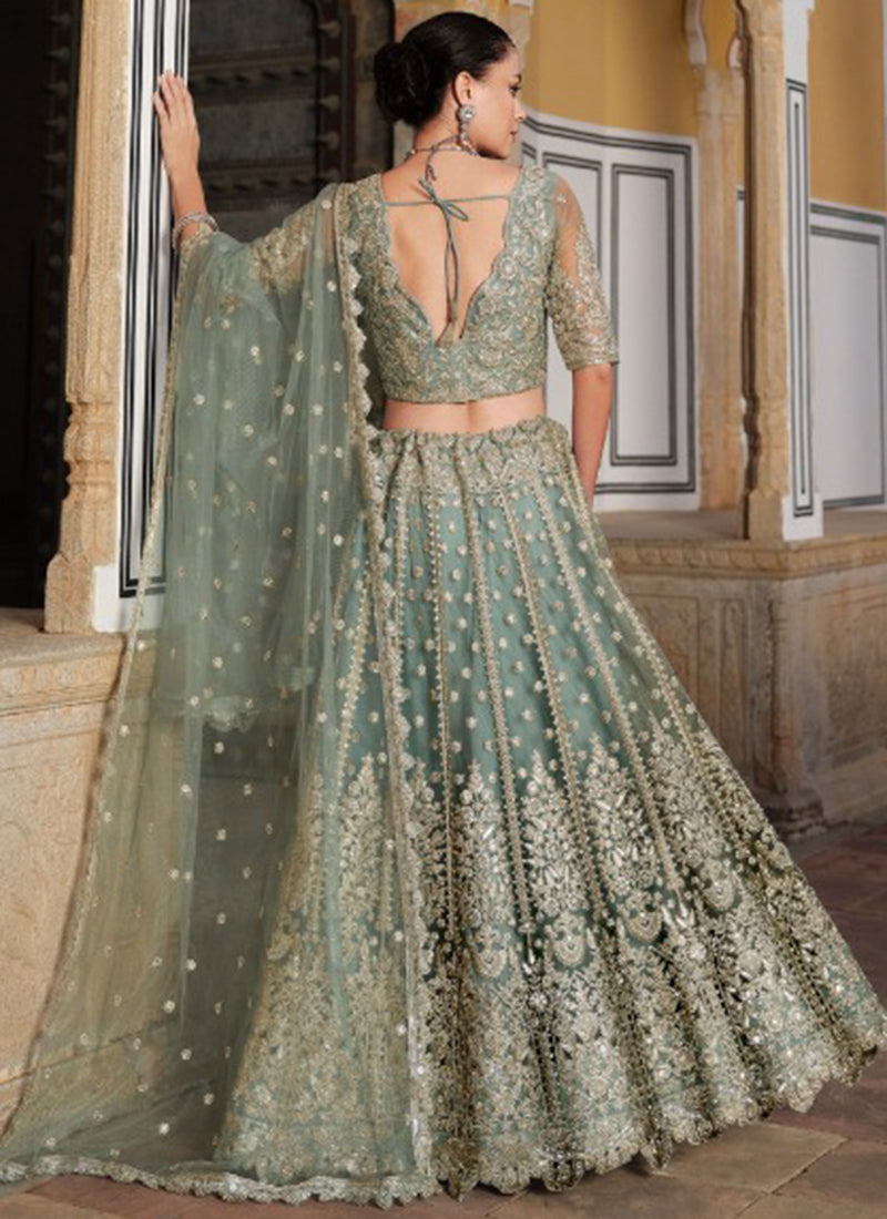 Grey Net Sequin Work Wedding Wear Lehenga Choli SW701712