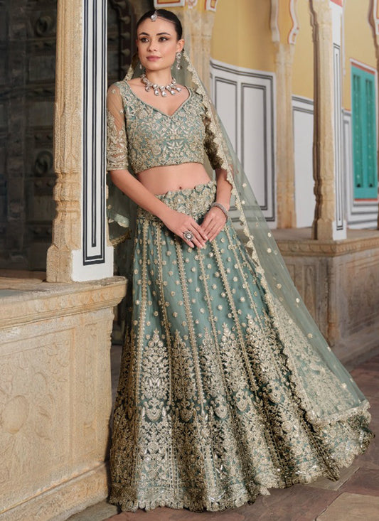Grey Net Sequin Work Wedding Wear Lehenga Choli SW701712