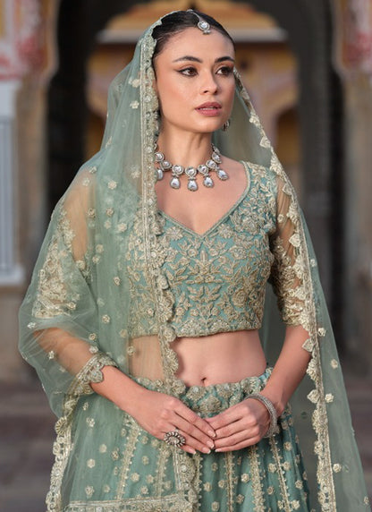 Grey Net Sequin Work Wedding Wear Lehenga Choli SW701712